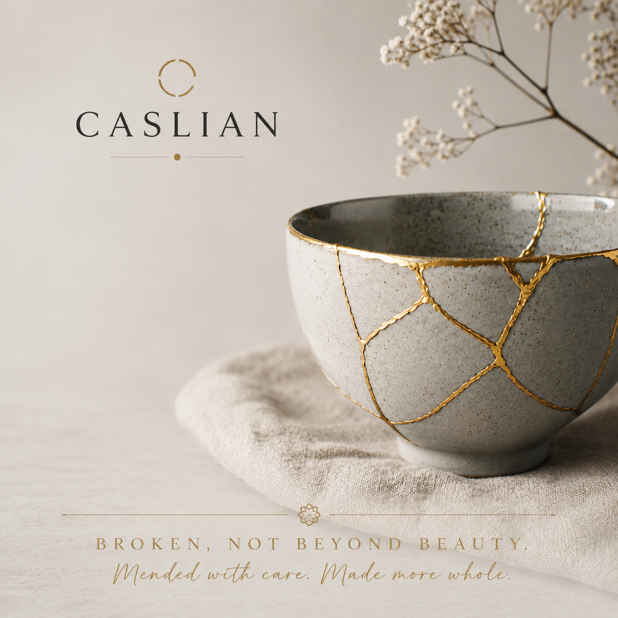 Caslian — Broken, not beyond beauty. Mended with care. Made more whole.